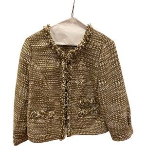 CAbi Brown and White Tweed Jacket. Size M